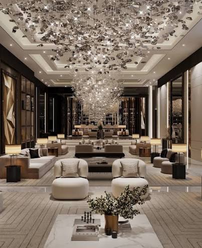 Lobby lounge of a luxury hotel
